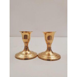 Pair of Brass Candlesticks - 2 Short Candlesticks - Vintage Home Decor - Boho